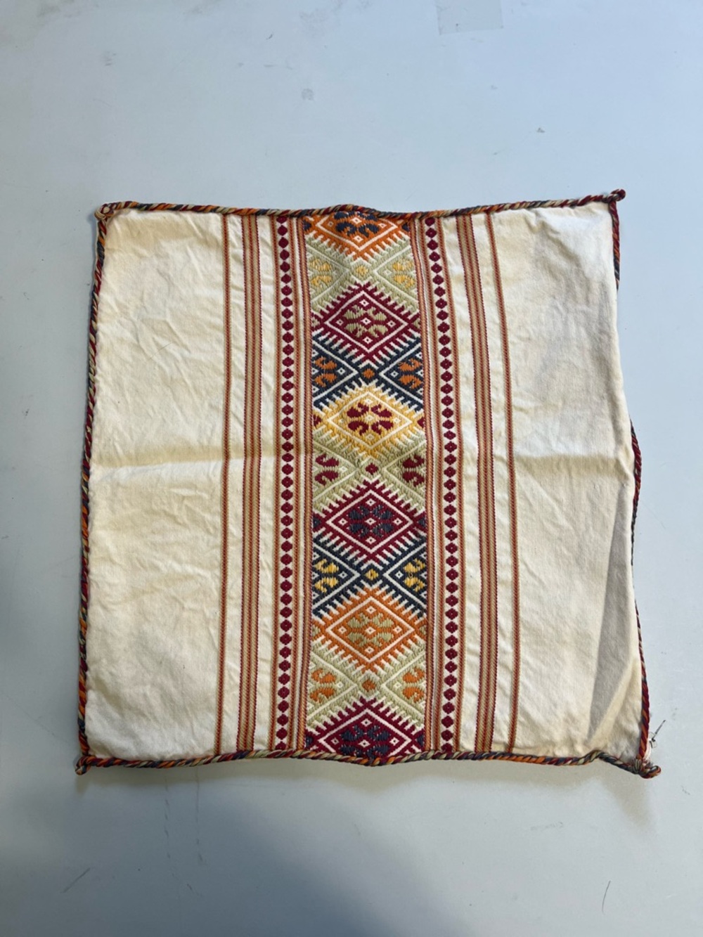 Vintage Greek Handmade Embroidered Pillow Cover Boho Textile - Picture 3 of 8